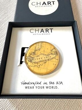 Men’s Lake Erie Map Money Clip — Made in Maine New in Original Box